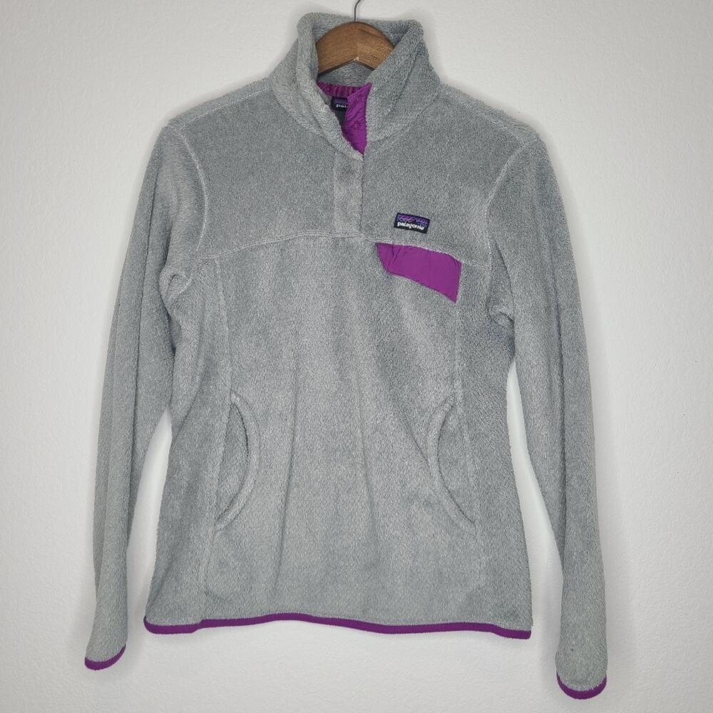 Patagonia Quarter Snap T Pullover Grey Purple Medium